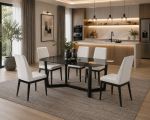 M039 Black Glass Top Dining Table
