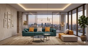 AE-Y1009-GN Green, Orange and Light Gray Modular Sofa Set