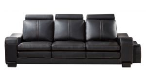AE210 Black Faux Leather Sofa