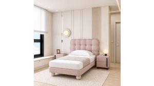 B-D083 Pink Synthetic Leather Twin Sized Bed