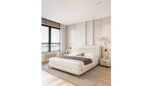 B-Y2011-CK Top Grain Genuine Leather California King Sized Bed
