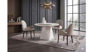 DT-H17B Faux Marble Top Round Dining Table