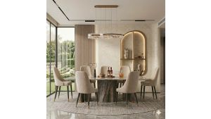 DT-H65 Faux Marble Top Dining Table