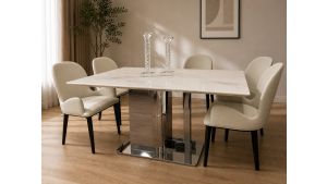 DT-H69 Faux Marble Top Dining Table