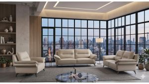 EK-D836 Light Gray Genuine Top Grain Leather Sofa