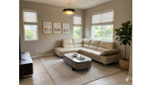 EK-L692 Beige Italian Leather Sectional - Right Sitting