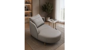 EK-Y1000 Top Grain Genuine Leather Chaise in Dark Gray