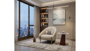 EK-Y1012 Light Gray Genuine Leather Accent Chair