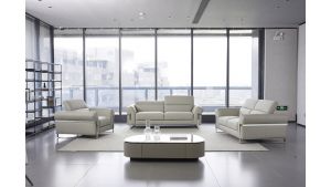 EK012 Light Gray Italian Leather Sofa