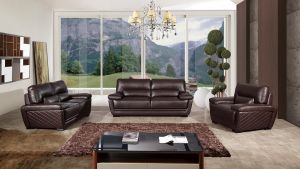 EK019 Dark Brown Italian Leather Loveseat