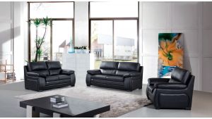 EK041 Black Italian Leather Sofa