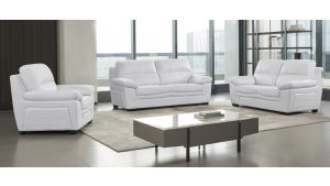 EK045 White Italian Leather Sofa
