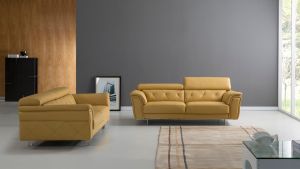 EK068 Yellow Italian Leather Chair