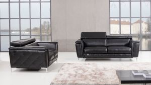 EK071 Black Italian Leather Chair