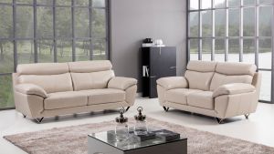 EK078 Light Gray Italian Leather Sofa