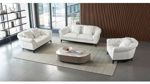 EK093 White Italian Full Leather Chair