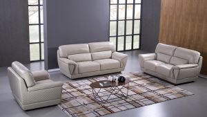 EK099 Light Gray Italian Leather Sofa