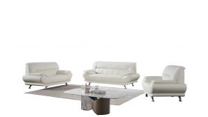 EK-B118 Ivory Genuine Leather Loveseat