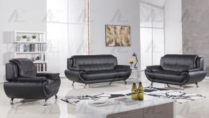 AE208 Black Faux Leather Loveseat