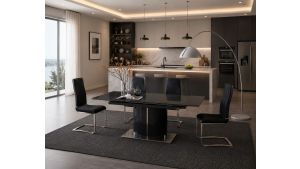 1943 Gray Tempered Glass Extendable Dining Table