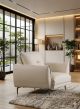 EK-D835 Ivory Genuine Top Grain Leather Chair