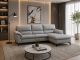 EK-L153 Gray Genuine Leather Sectional - Left Sitting