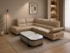 EK-L692 Beige Italian Leather Sectional - Right Sitting