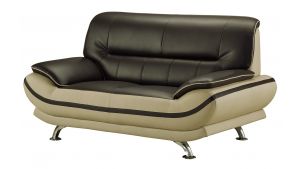 AE709-MA.LG Raisin and Khaki Faux Leather Loveseat