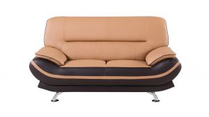 AE709-YO.BR Light/Dark Brown Faux Leather Loveseat
