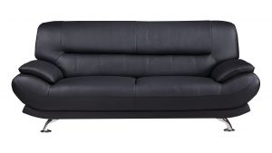 EK-B118 Black Genuine Leather Sofa