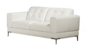 EK003 White Italian Leather Loveseat
