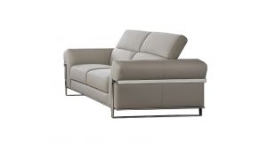 EK012 Light Gray Italian Leather Loveseat