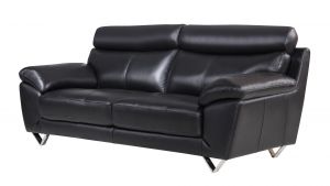 EK078 Black Italian Leather Sofa