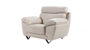EK078 Light Gray Italian Leather Chair