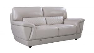 EK099 Light Gray Italian Leather Loveseat