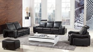 AE210 Black Faux Leather Sofa